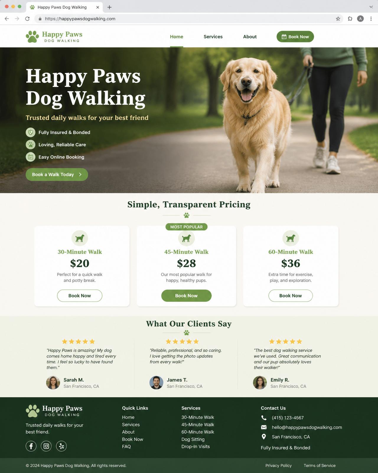 Happy Paws website design