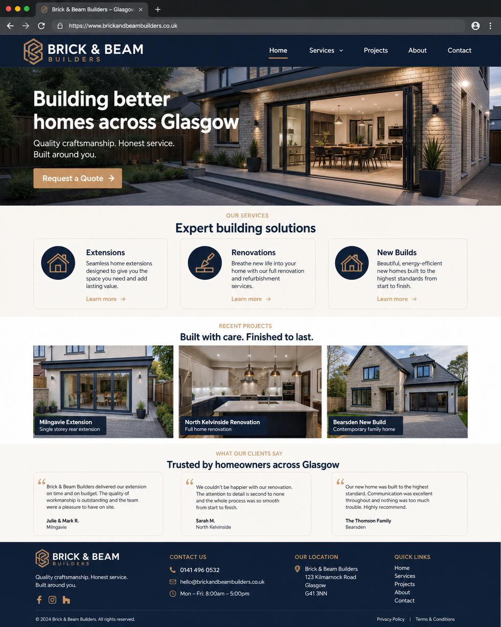 Brick & Beam Builders website design