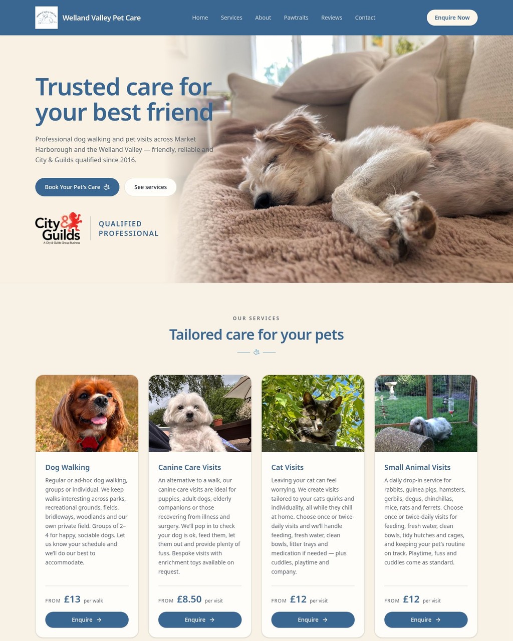 Welland Valley Pet Care website design