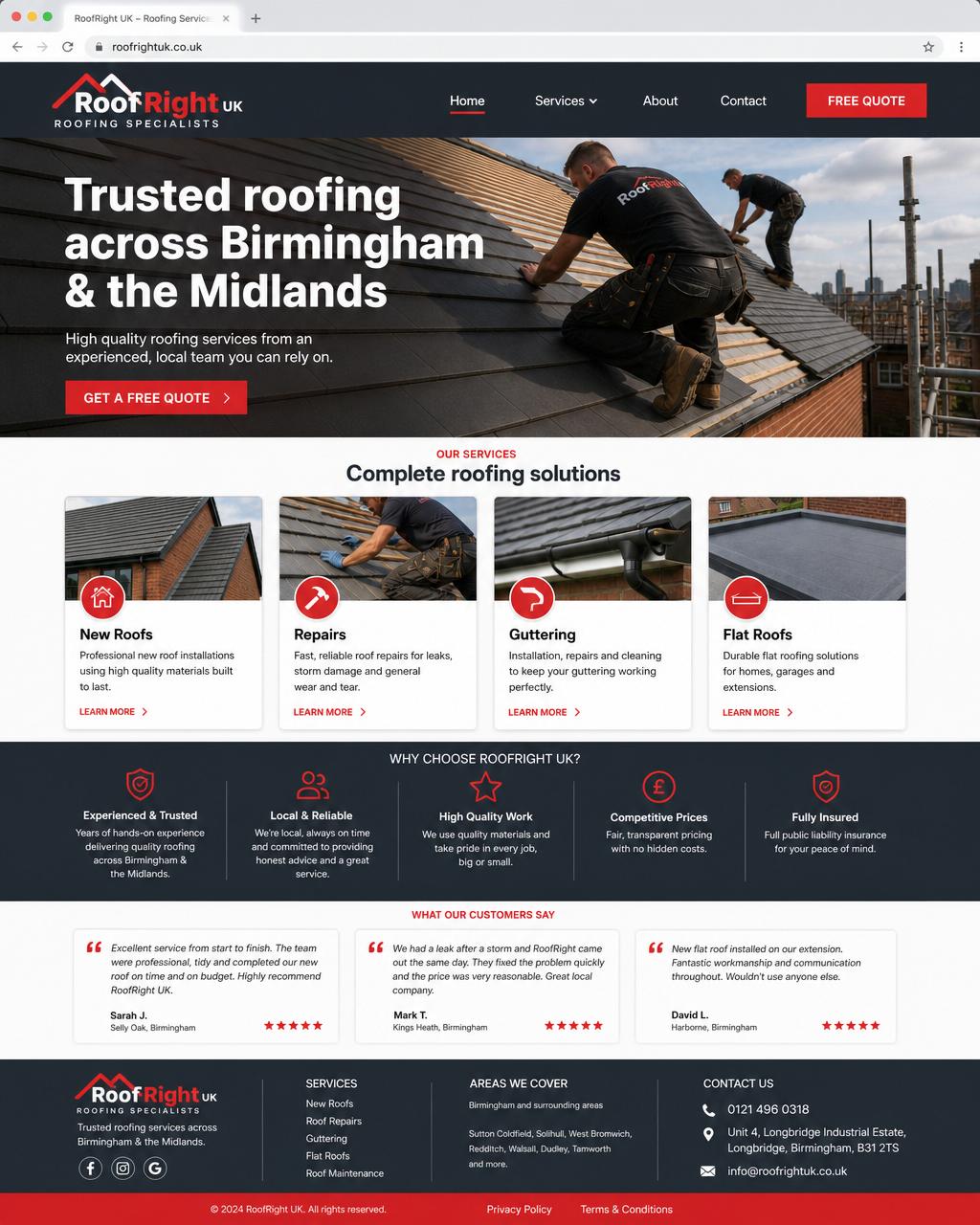 RoofRight UK website design