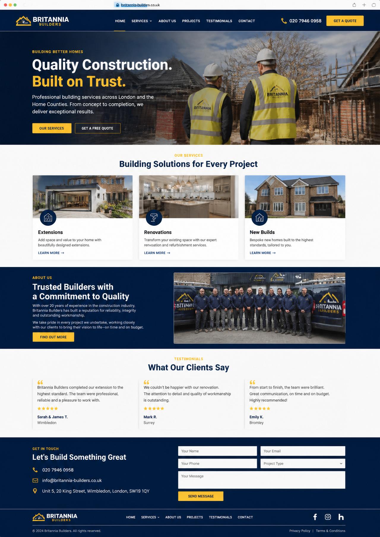 Britannia Builders website design