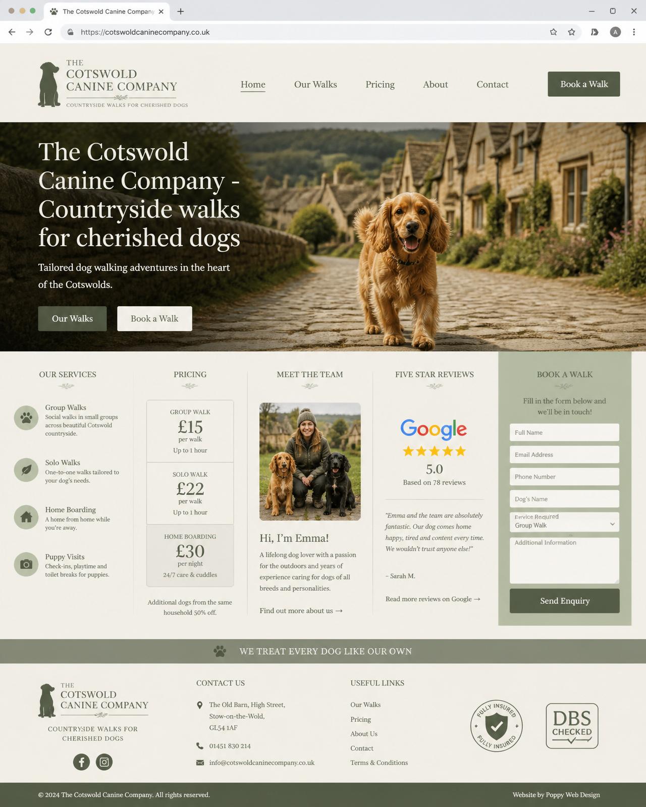 The Cotswold Canine Company website design