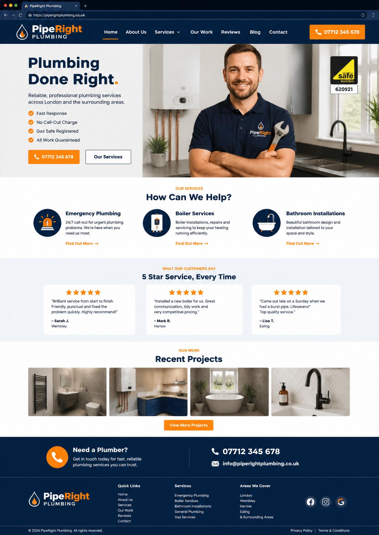 PipeRight Plumbing website design