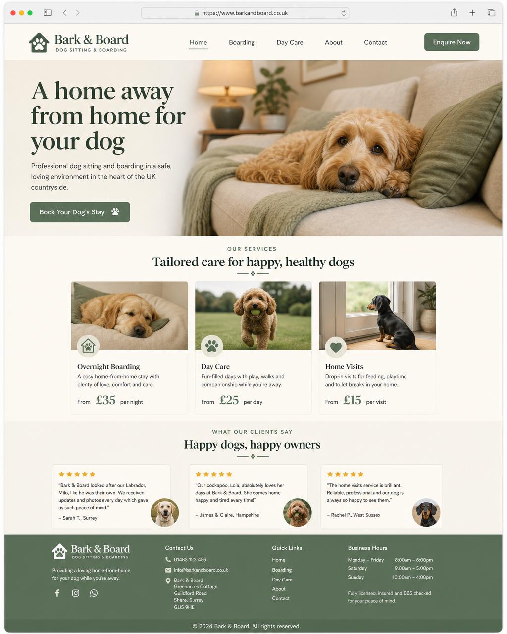 Bark & Board website design