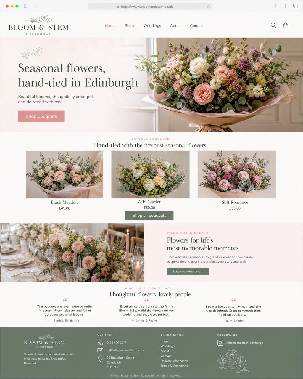 Bloom & Stem website design