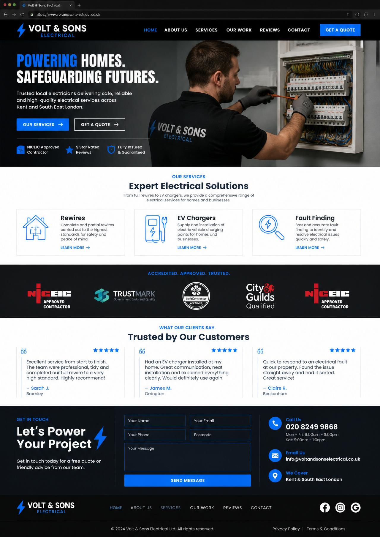 Volt & Sons Electrical website design